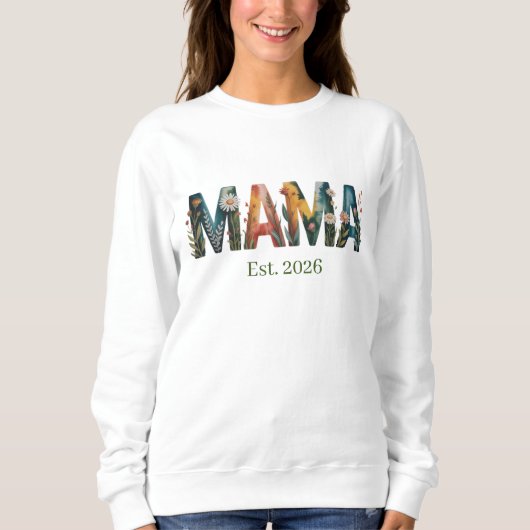 Sweatshirt Personalized Mama Est Year Floral Mother Gift (Devant)
