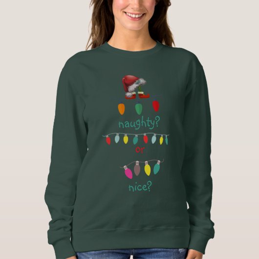 Sweatshirt Personalized Naughty or Nice Ugly Christmas  (Devant)