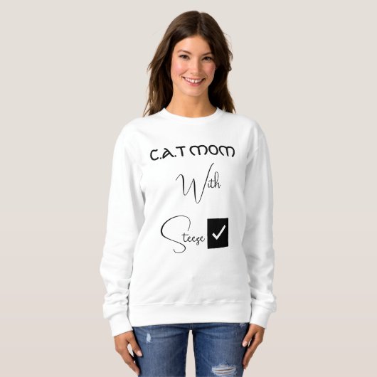 Sweatshirt Personalized Pet Lover Black Script Funny Cat Mom (Devant entier)