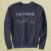 Sweatshirt Personalized Pet Lover Script Cat Mom Navy Blue
