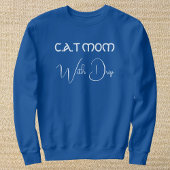 Sweatshirt Personalized Pet Lover White Script Cat Mom Blue