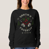 Sweatshirt Personalized “Santa’s Favorite” Faux Knit (Devant)