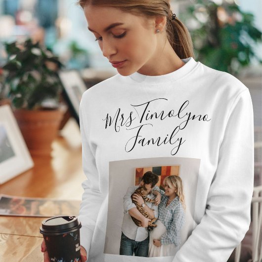 Sweatshirt Personalized Script Name Cat Mom Pet Family Photo
