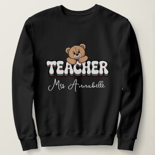 Sweatshirt Personalized teacher Retro style  design  (Design devant)