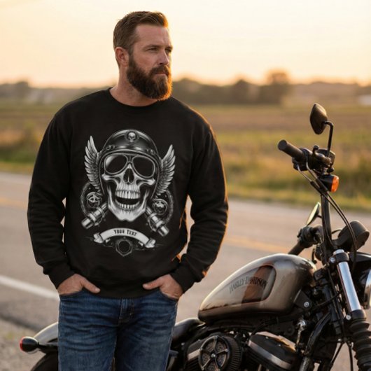 Sweatshirt Personalized Winter Biker Skull Motorcycle