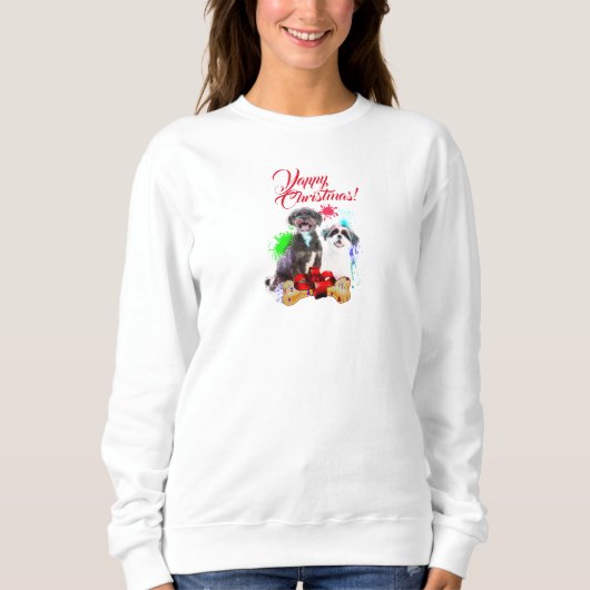 Sweatshirt Personnalisable Chih Tzu Chien Yappy Christmas (Devant)