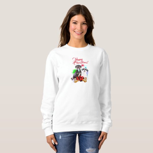 Sweatshirt Personnalisable Chih Tzu Chien Yappy Christmas (Devant entier)