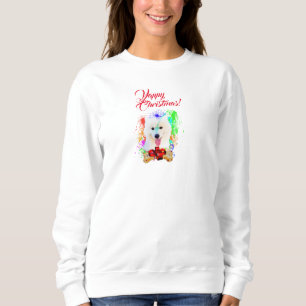 Sweatshirt Personnalisable mignonne Chien Samoyé Joyeux Noël
