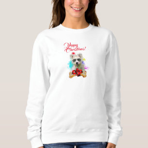 Sweatshirt Personnalisable mignonne chien Westie Joyeux Noël