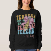 Sweatshirt Personnalisé Avec Le Nom Pink Bow Enseignant Perso (Devant)