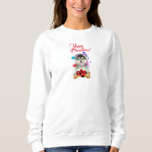 Sweatshirt Personnalisé Cute Pomsky Chien Joyeux Noël
