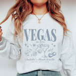 Sweatshirt Personnalisé Las Vegas Bachelorette Party<br><div class="desc">Préparez-vous à votre aventure de bachelorette Las Vegas avec notre Sweatshirt de cravate personnalisée Las Vegas Bachelorette Personnalisé Dusty Blue "Vegas Before Vows". Cette sweatshirt confortable et élégante est conçue pour votre confort et ajoute une touche de sophistication à votre week-end spécial. Doté d'un design rétro de casino bach intégré...</div>
