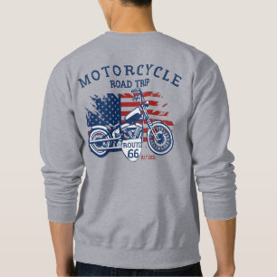 Sweatshirt Personnaliser Circuit Moto Route 66 Drapeau USA 