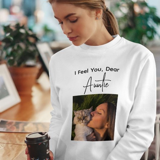 Sweatshirt Pet Lover Black Script Customized Cat Auntie Photo