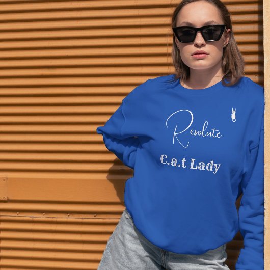 Sweatshirt Pet Lover Blue And White Script Customized Cat Mom