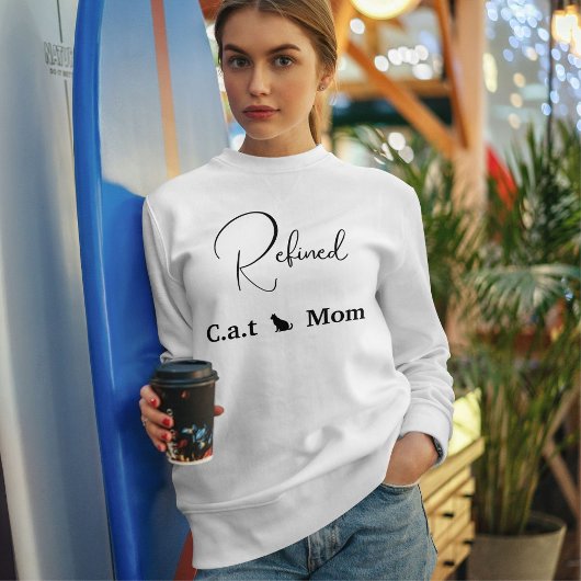Sweatshirt Pet Lover Customize Script Black And White Cat Mom