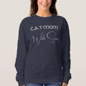 Sweatshirt Pet Lover Personalized Script Cat Mom Navy Blue (Devant)