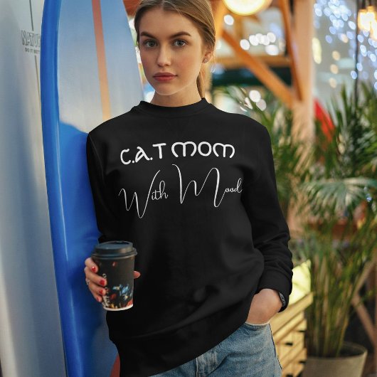 Sweatshirt Pet Lover Personalized White Script Black Cat Mom
