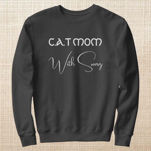 Sweatshirt Pet Lover White Script Cat Mom Personalized Grey