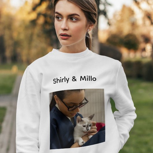 Sweatshirt Pet Lovor Cat Mom Cute Modern Personalized Photo 