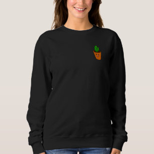 Sweatshirt Petit Pot Fleur Joyeux Avec Mini Cactus Plan Doux