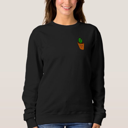 Sweatshirt Petit Pot Fleur Joyeux Avec Mini Cactus Plan Doux (Devant)