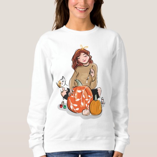 Sweatshirt Petite Fille Et Chat (Devant)