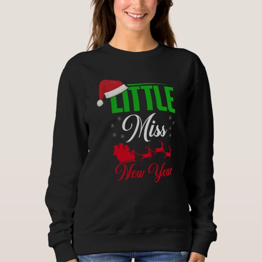 Sweatshirt Petite Miss Nouvel An Rouge Vert Noir Blanc Femmes (Devant)