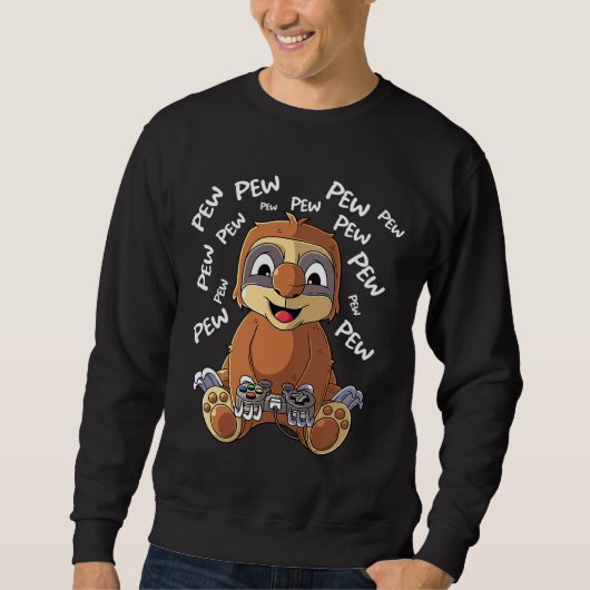 Sweatshirt Pew Gamer Sloth Jeu vidéo Jeu (Devant)