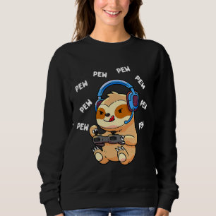 Sweatshirt Pew Gamer Sloth Pew Pew Pew Jeu
