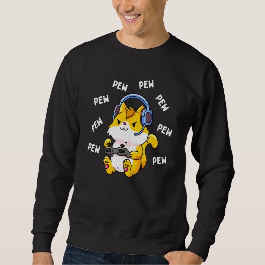 Sweatshirt Pew Pew Gamer Chat Vidéo Jeu Chats Jouer Kitty (Devant)