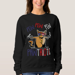 Sweatshirt Pew Pew Pawtriotic Chat 4 juillet Amérique patriot