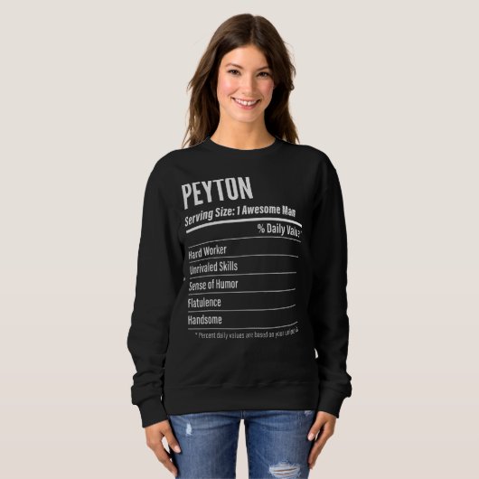 Sweatshirt Peyton Taille de portion Nutrition Étiquette Calor (Devant entier)