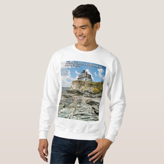 Sweatshirt Phare de l'île rose, Rhode Island (Devant entier)
