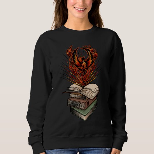 Sweatshirt Phénix s'élevant des flammes des livres Fantastiqu (Devant)