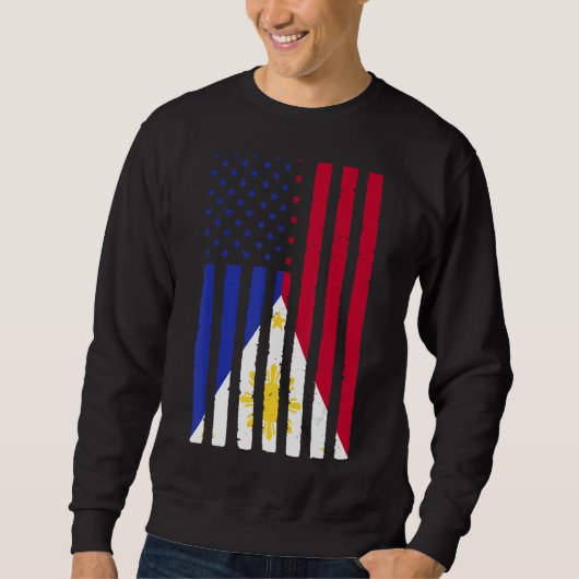 Sweatshirt Philippines Roots Usa Drapeau Héritage Moitié Phil (Devant)