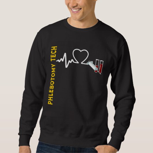 Sweatshirt Phlebotomy Tech Syringe Test Tubes Heartbeat EKG P (Devant)