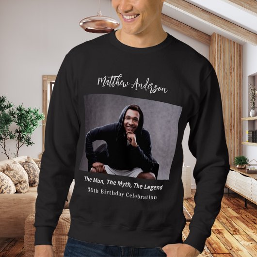 Sweatshirt Photo d'anniversaire homme mythe légende nom amuse