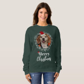 Sweatshirt Photo de animal de compagnie Red Santa Hat Dark Gr (Devant entier)