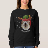 Sweatshirt Photo de chien avec Elf Reindeer Antler Casquette  (Devant)