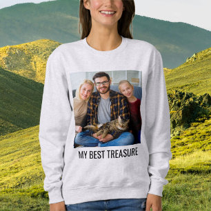 Sweatshirt Photo de famille de chat personnalisée Maman en no