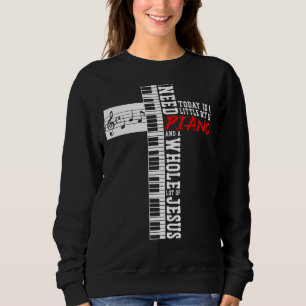 Sweatshirt Piano Enseignant Pianiste Clavier Croix Jésus Chri