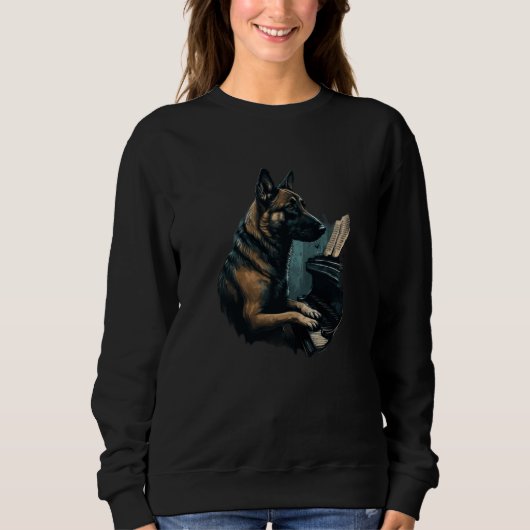 Sweatshirt Piano playing Belgian Malinois (Devant)