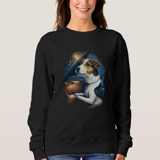 Sweatshirt Piano playing Jack Russell Terrier (Devant)