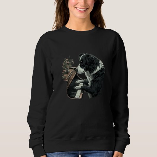 Sweatshirt Piano playing mom Border Collie (Devant)