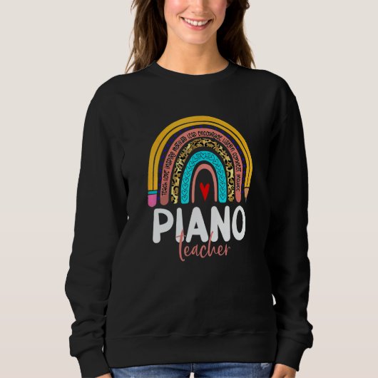 Sweatshirt Piano Teacher Leopard Rainbow Back To School Piano (Devant)
