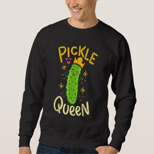 Sweatshirt Pickle Queen Vegan Cucumber Vegetable (Devant)