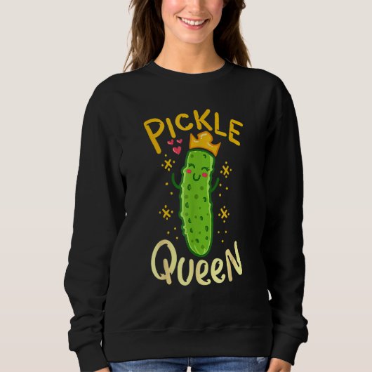 Sweatshirt Pickle Queen Vegan Cucumber Vegetable (Devant)