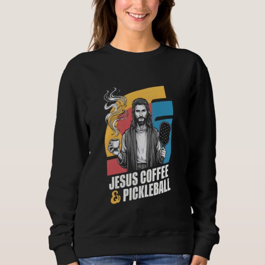 Sweatshirt Pickleball à café Jésus (Devant)