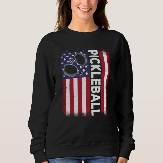 Sweatshirt Pickleball American Flag Pickleball Vintage (Devant)